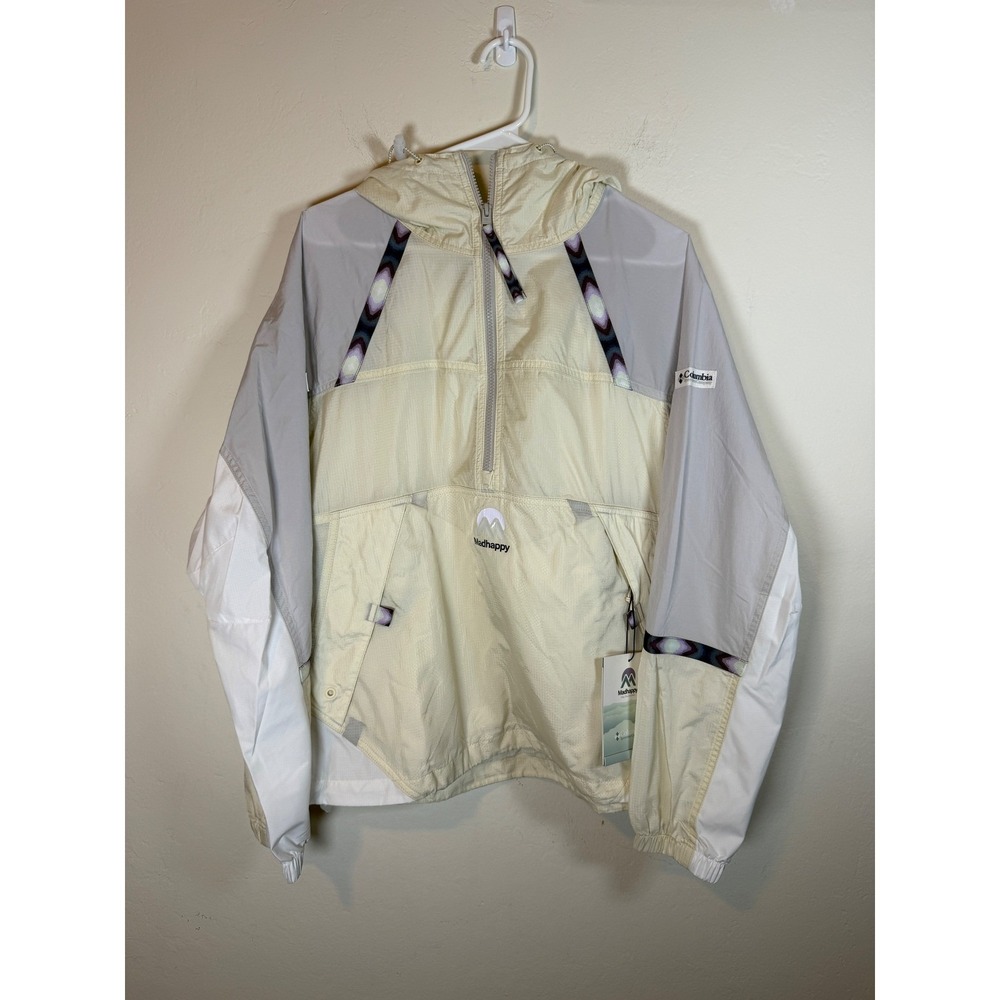 Madhappy Columbia Unisex Hooded Windbreaker Jacket Cream Size S